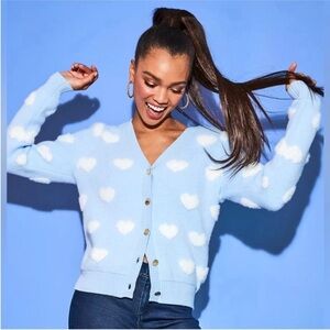 Lilly Pulitzer KEANE CARDIGAN, BRAVA BLUE HEARTS JACQUARD